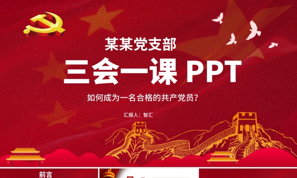 大气基层党支部党建工作三会一课PPT.pptx