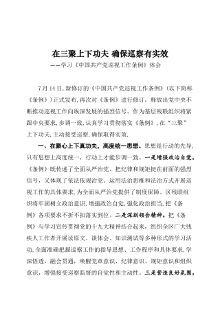 三聚下功夫 促巡视实效.docx