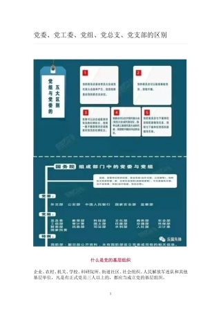党委、党工委、党组、党总支、党支部的区别.doc