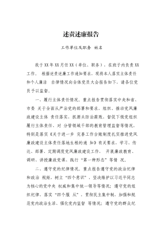 通用述责述廉报告（模板）.docx
