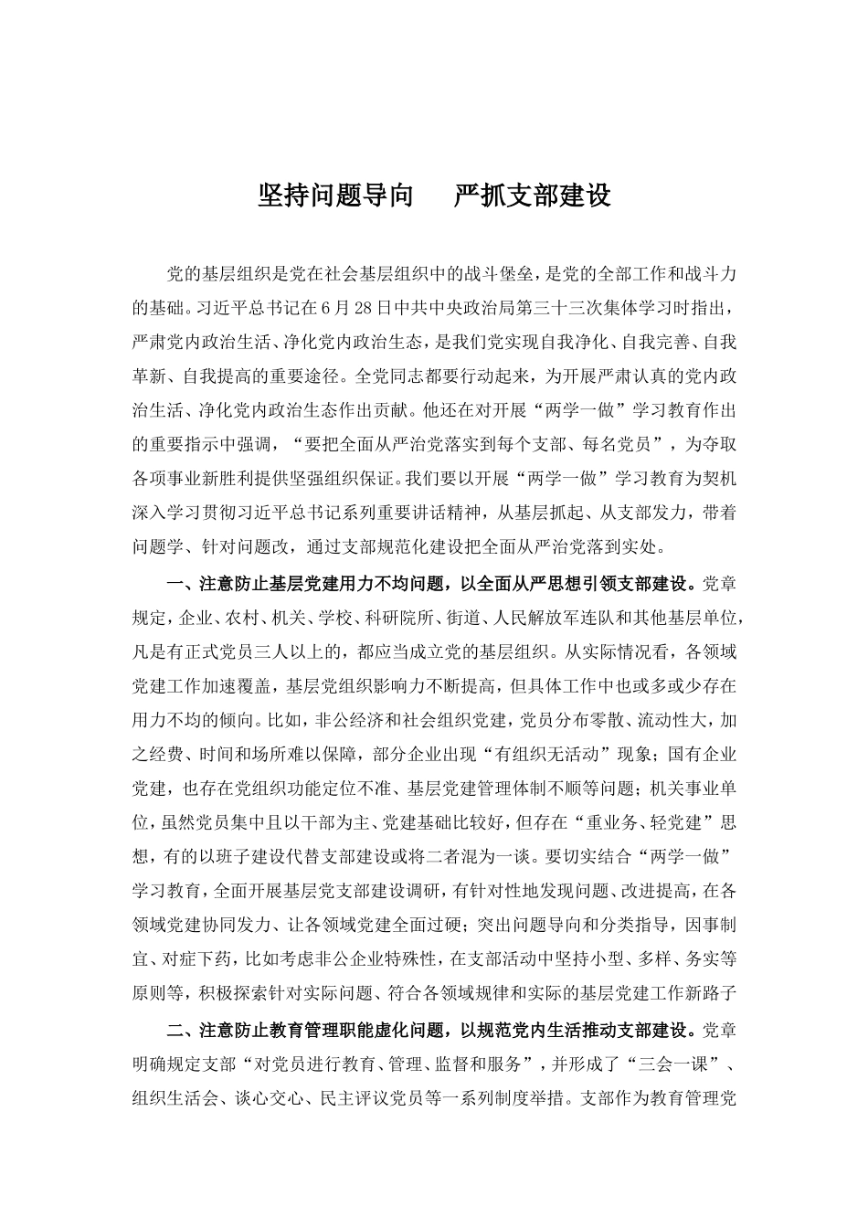 坚持问题导向  严抓支部建设.doc_第1页