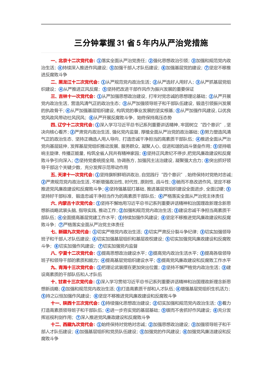 三分钟掌握31省5年内从严治党措施.doc_第1页