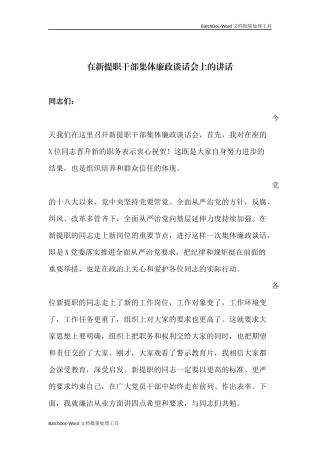 在新提职干部集体廉政谈话会上的讲话.docx
