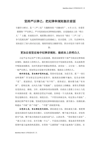 坚持严以律己 把纪律和规矩挺在前面.docx