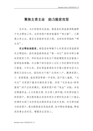 聚焦主责主业  助力脱贫攻坚.doc