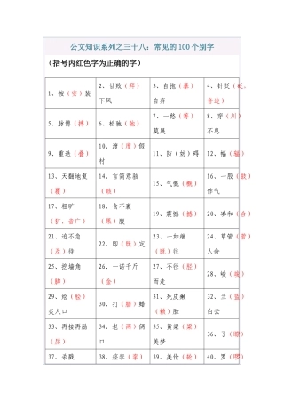 清风知己公文知识系列之三十八：常见的100个别字
