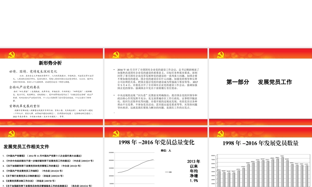 党课新时期发展党员工作、党员教育管理、党费管理、党组织关系管理工作ppt