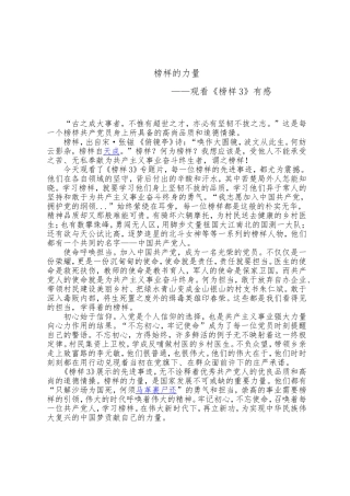 《榜样3》观后感 心得 榜样的力量