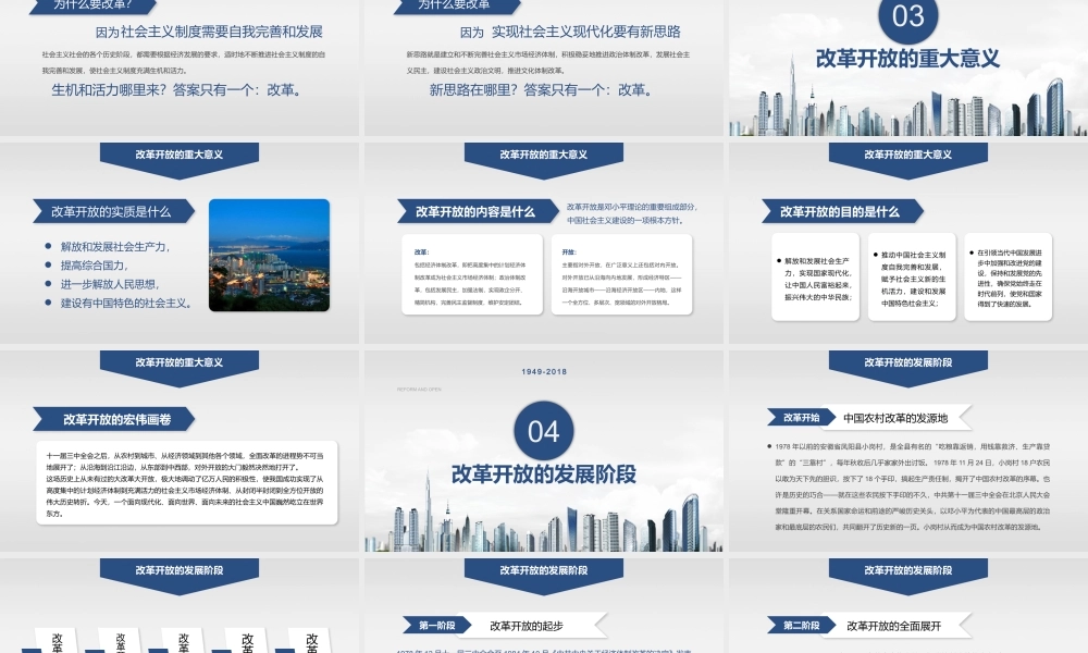 纪念改革开放40周年专题讲话PPT
