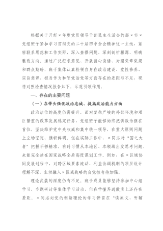 某政府××班子2026年度民主生活会对照检查材料.docx