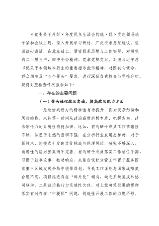 某××领导班子年度民主生活会对照检查材料.docx