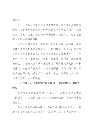 领导在重大项目党建推进会上的讲话.docx