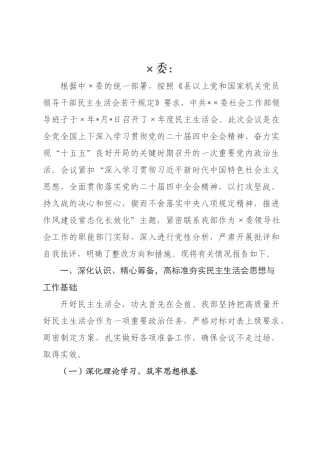 领导班子2026年度民主生活会召开情况报告.docx