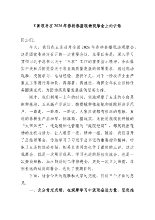 X团领导在2026年春耕春播现场观摩会上的讲话.docx