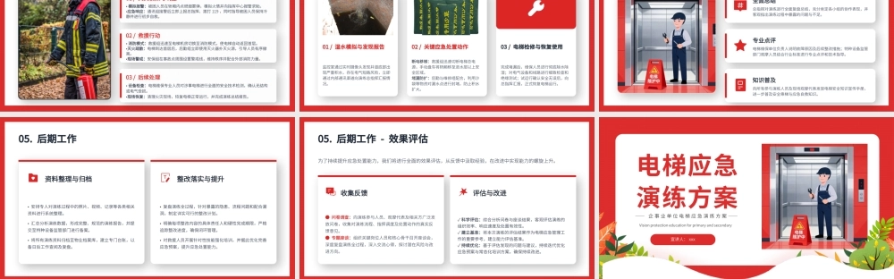 电梯应急演练方案PPT：电梯安全防护知识培训动态模板.pptx