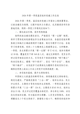 2026年第一季度基层组织党建工作总结.docx