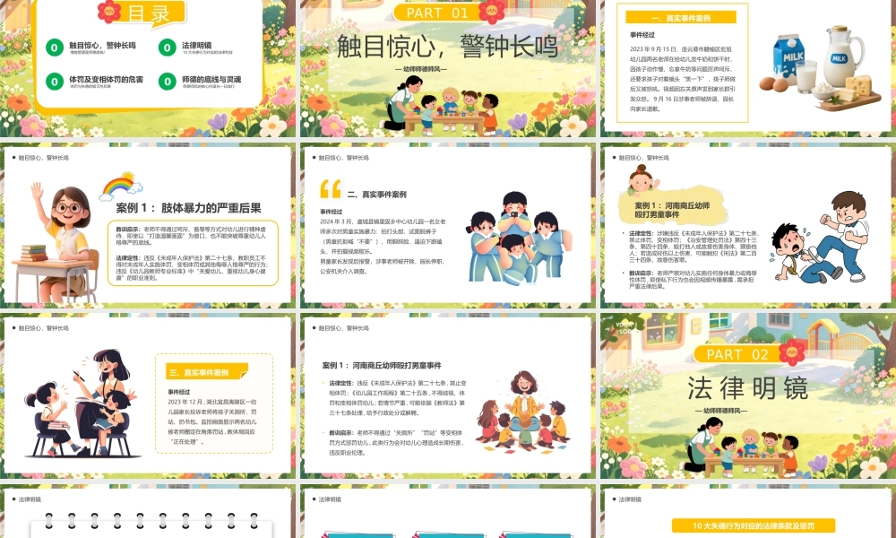 黄色插画风幼师师德师风教育培训.pptx