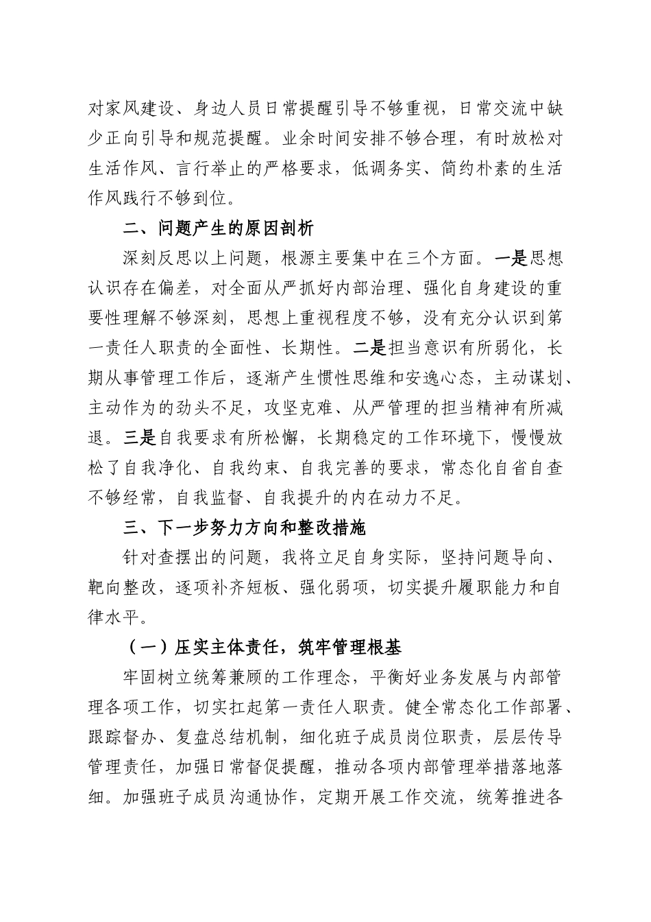 履行全面从严治党第一责任人职责及严格自律方面自查报告.docx_第3页