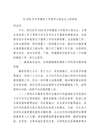 在2026年教育工作领导小组会议上的讲话.docx