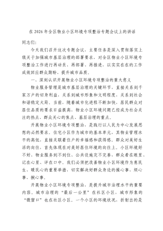 在2026年全物业小环境专项整治专题会议上的讲话.docx