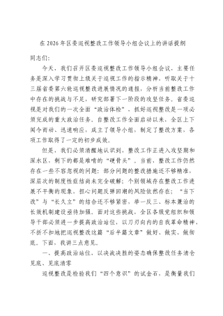 在2026年巡视整改工作领导小组会议上的讲话提纲.docx