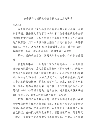 在全XX养老机构安全整治推进会议上的讲话.docx