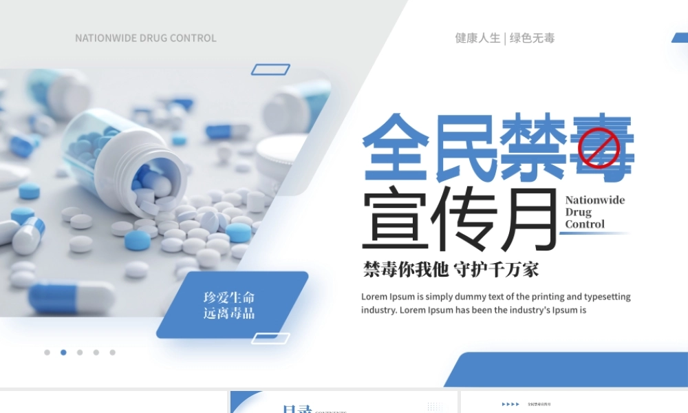 蓝色简约风全民禁毒宣传月.pptx
