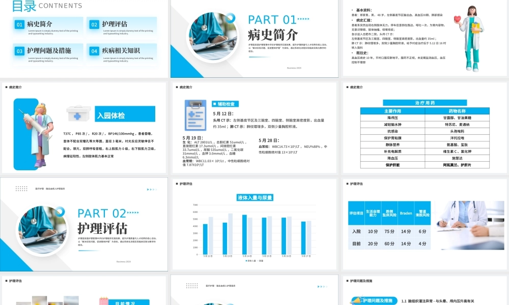 蓝色简约医疗护理脑出血案例讲解 .pptx