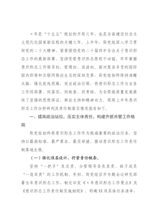 2026年上半年局意识形态工作分析研判及责任制落实情况报告.docx