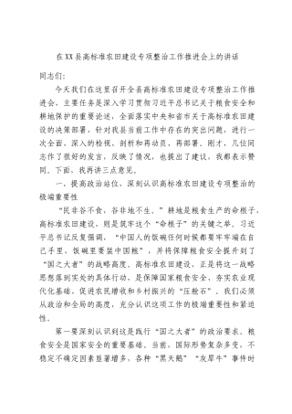 在高标准农田建设专项整治工作推进会上的讲话.docx