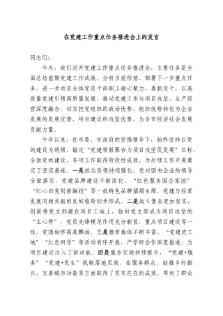 在党建工作重点任务推进会上的发言.docx