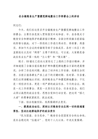 在全镇粮食生产暨撂荒耕地整治工作部署会上的讲话.docx