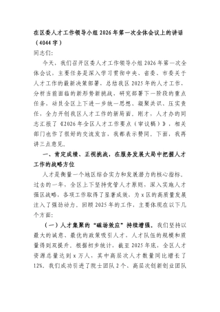 在人才工作领导小组2026年第一次全体会议上的讲话（4044字）.docx