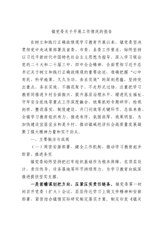 镇党委关于开展工作情况的报告.docx