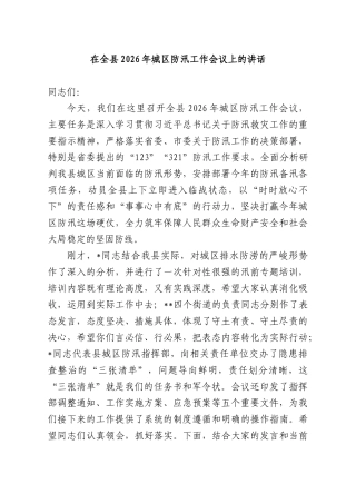 在全XX2026年城XX防汛工作会议上的讲话.docx