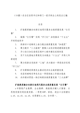 （10篇）在全区县委书记和部门一把手例会上的发言汇编.docx