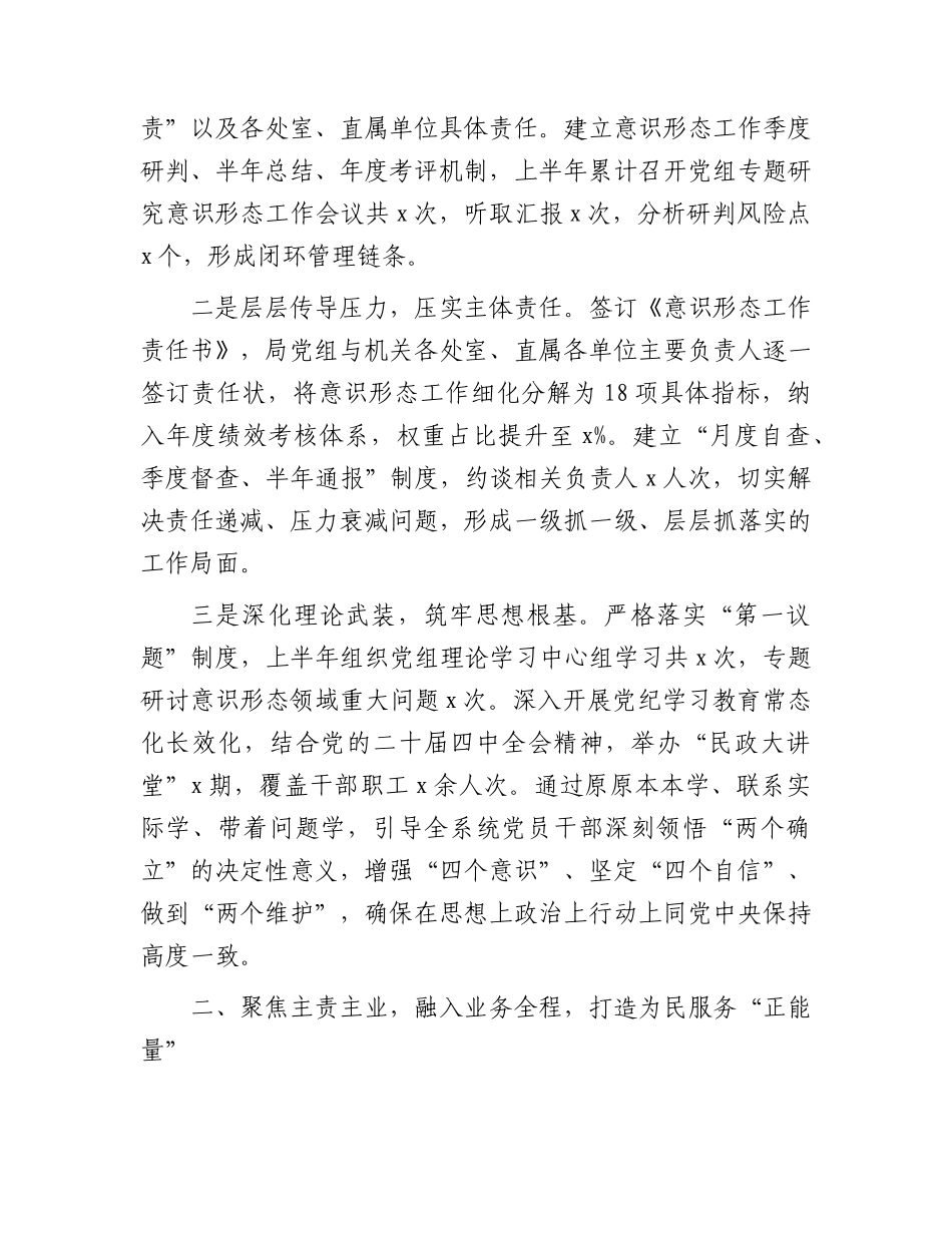 2026年上半年局党组意识形态工作总结（民政）.docx_第2页