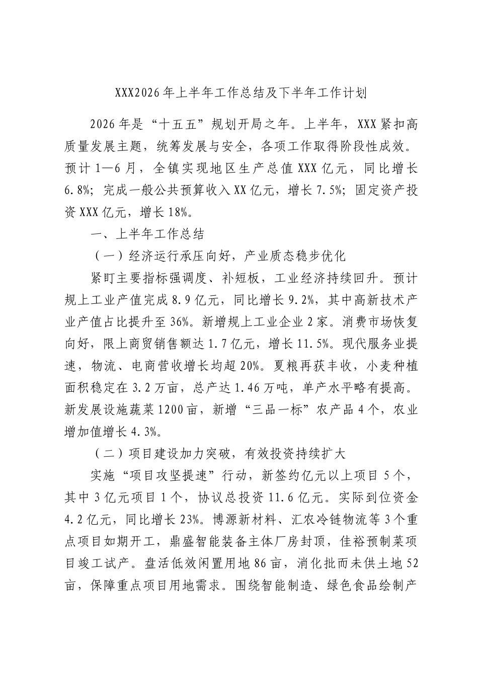 X2026年上半年工作总结及下半年工作计划.docx_第1页