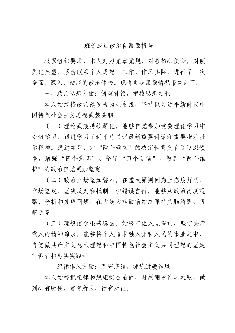 班子成员政治自画像报告.docx_第1页