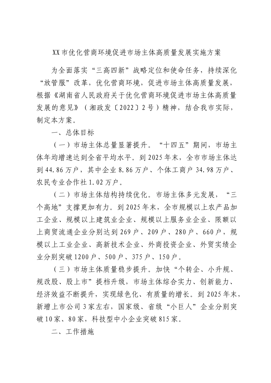 优化营商环境促进场主体高质量发展实施方案.docx_第1页