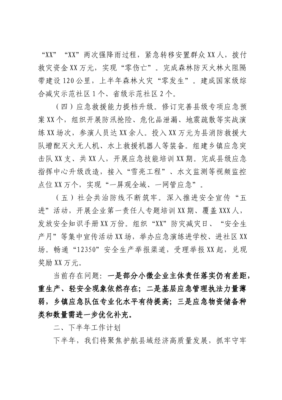 XX应急管理局2026年上半年工作总结及下半年工作计划.docx_第2页