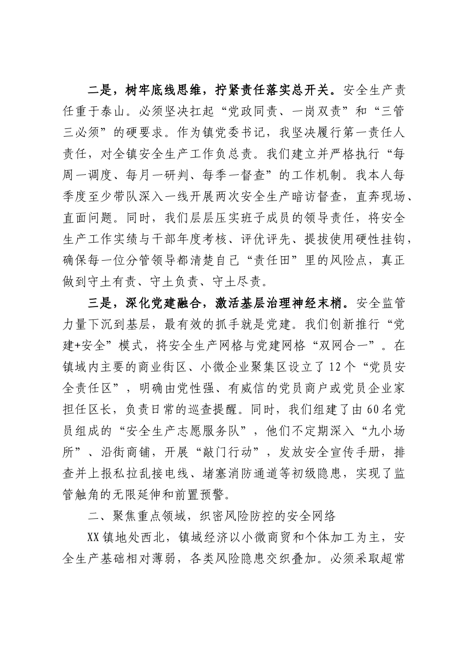 XX镇党委书记关于以高水平安全保障高质量发展的研讨发言材料.docx_第2页