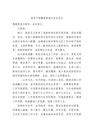 领导干部履新职表态发言范文.docx