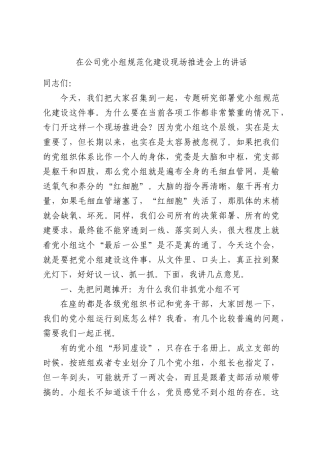 在公司党小组规范化建设现场推进会上的讲话.docx