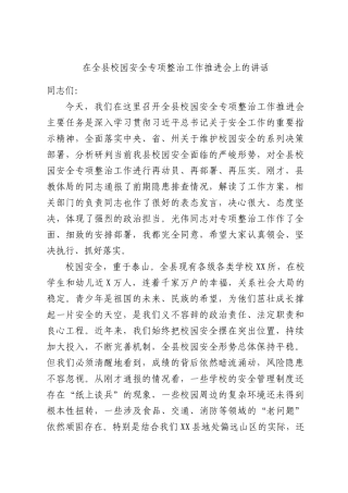 在全县校园安全专项整治工作推进会上的讲话.docx