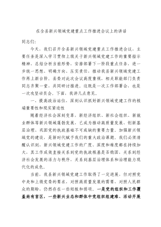 在全县新兴领域党建重点工作推进会议上的讲话.docx
