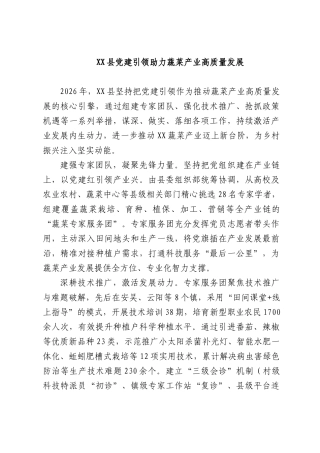 XX县党建引领助力蔬菜产业高质量发展.docx