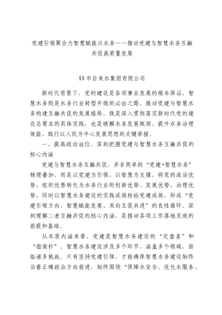 党建引领聚合力 智慧赋能兴水务——推动党建与智慧水务互融共促高质量发展.docx