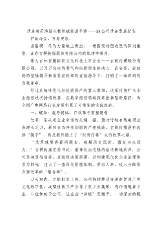 改革破局焕新生数智赋能谱华章——XX公司改革发展纪实.docx