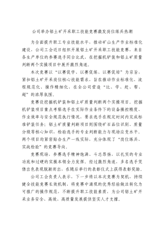 公司举办铝土矿开采职工技能竞赛激发岗位练兵热潮.docx